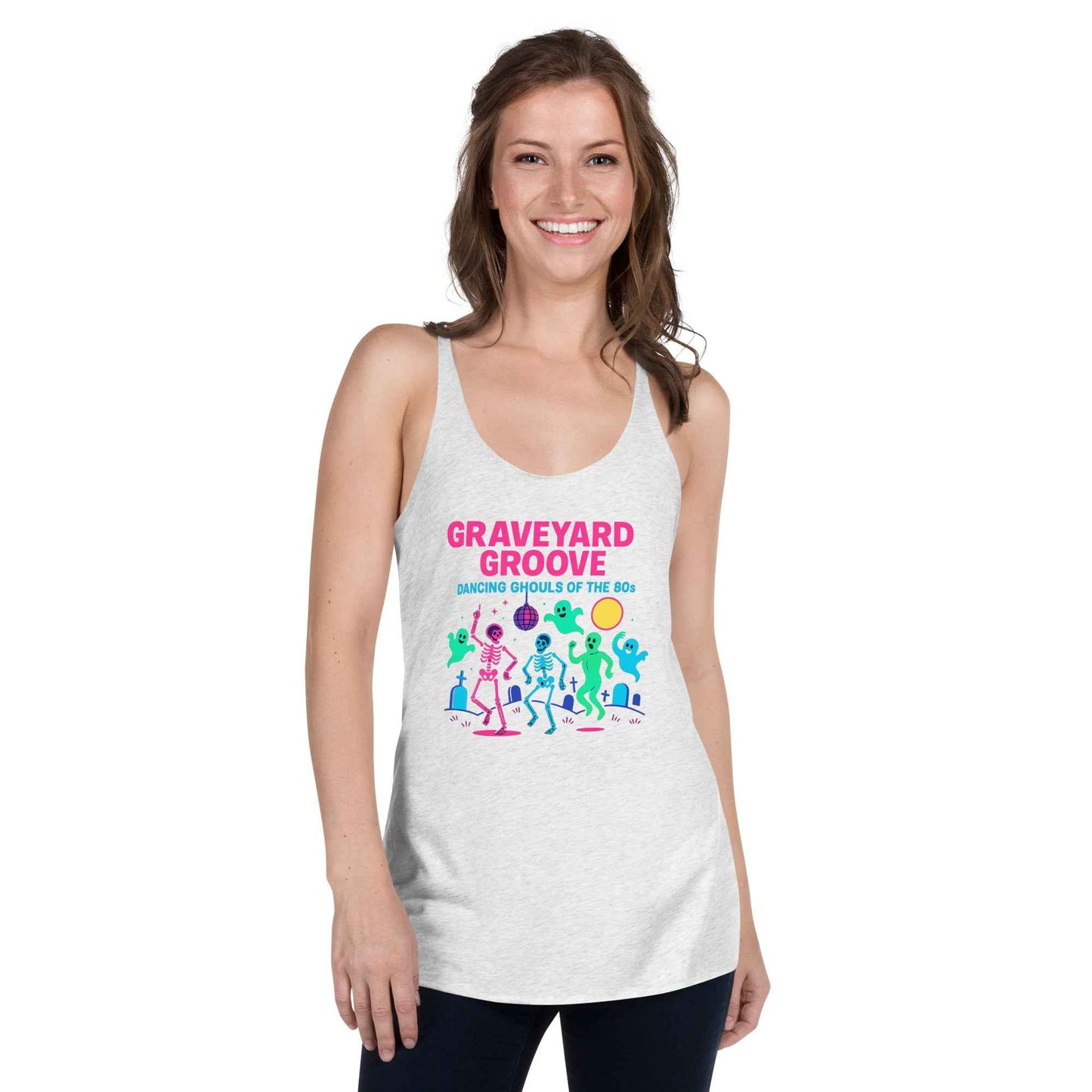 Graveyard Groove – Dancing Ghouls of the 80s Women's Racerback Tank