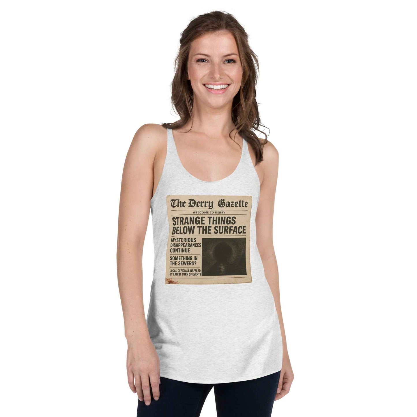 The Derry Gazette “Strange Things Below the Surface” Women's Racerback Tank