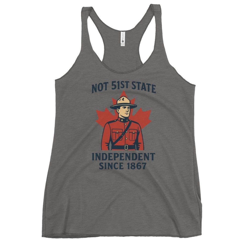 Not 51st State Mountie Women's Racerback Tank  from Rare Plus Apparel – unique movie & pop culture inspired design.