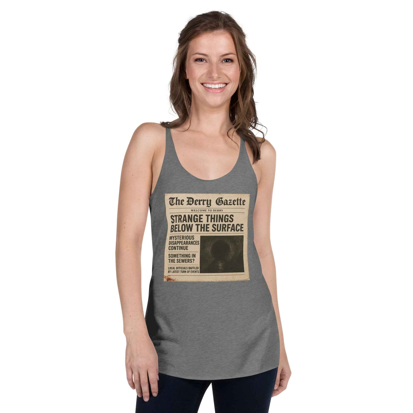 The Derry Gazette “Strange Things Below the Surface” Women's Racerback Tank