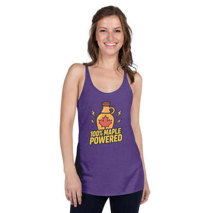 100% Maple Powered Women's Racerback Tank  from Rare Plus Apparel – unique movie & pop culture inspired design.