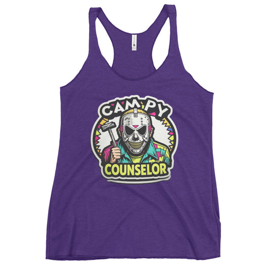 Campy Counselor Women's Racerback Tank  from Rare Plus Apparel – unique movie & pop culture inspired design.