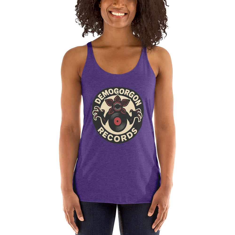 Demogorgon Records Women's Racerback Tank  from Rare Plus Apparel – unique movie & pop culture inspired design.
