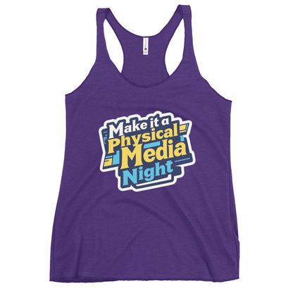 Make it a Physical Media Night Women's Racerback Tank  from Rare Plus Apparel – unique movie & pop culture inspired design.