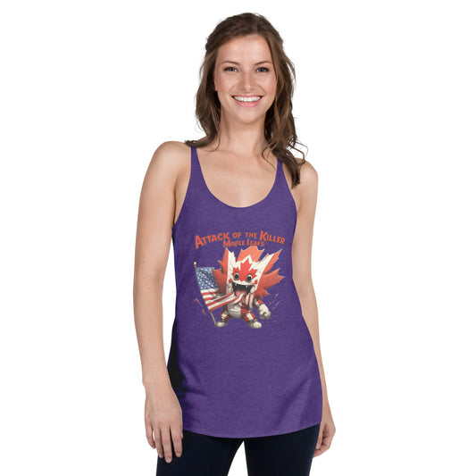 Maple Mayhem Women's Racerback Tank  from Rare Plus Apparel – unique movie & pop culture inspired design.
