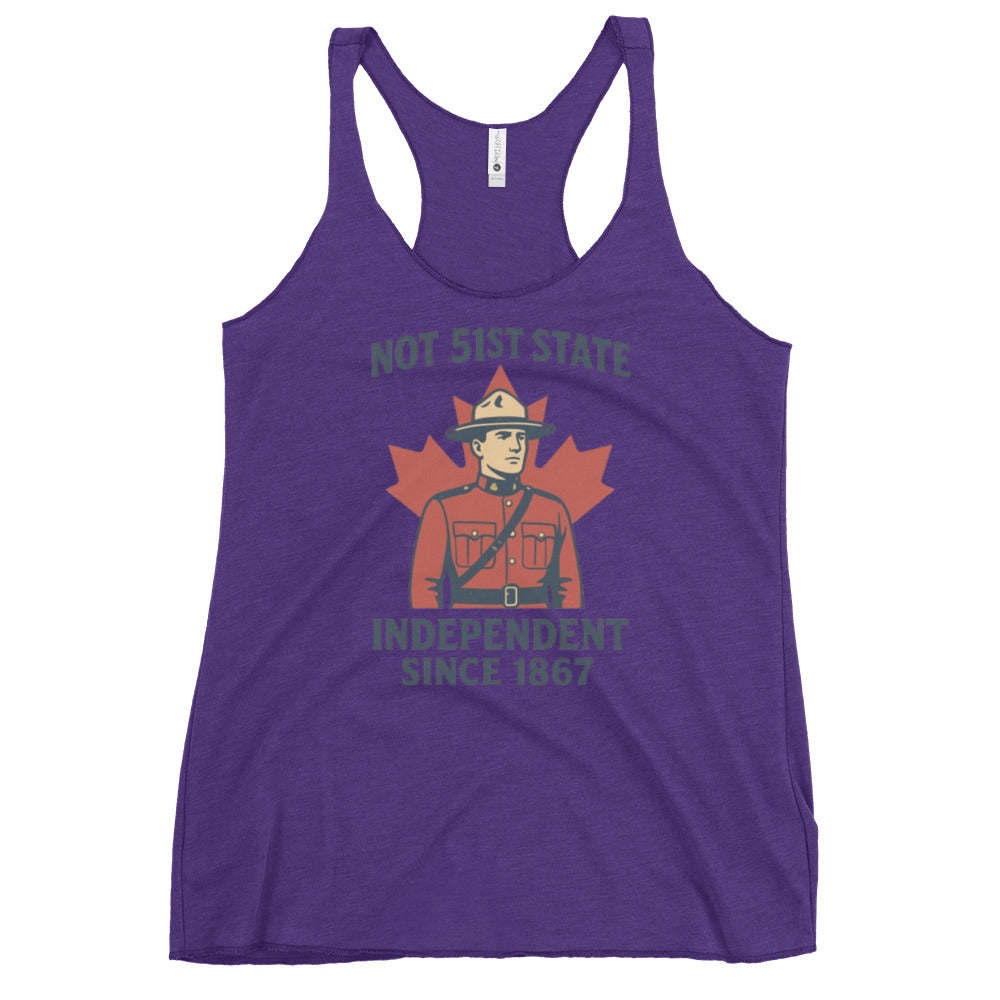Not 51st State Mountie Women's Racerback Tank  from Rare Plus Apparel – unique movie & pop culture inspired design.