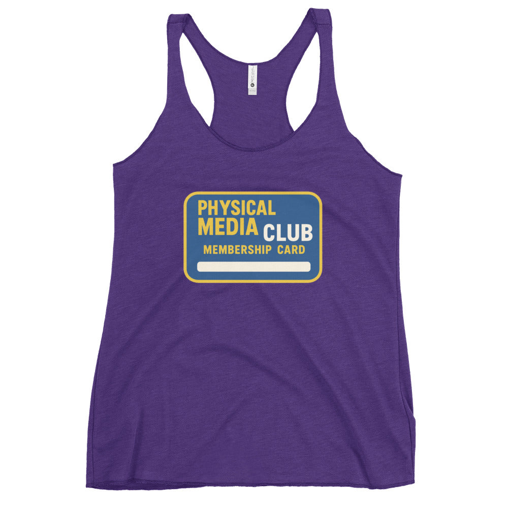 Physical Media Club Women's Racerback Tank  from Rare Plus Apparel – unique movie & pop culture inspired design.