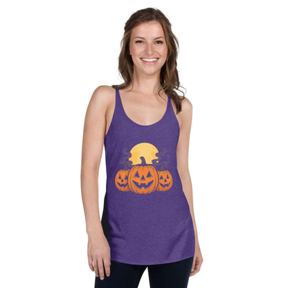 “Midnight Pumpkins” The Jack-O-Lantern Parade Women's Racerback Tank