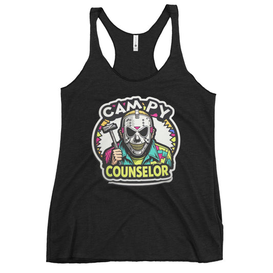 Campy Counselor Women's Racerback Tank  from Rare Plus Apparel – unique movie & pop culture inspired design.