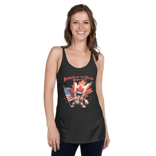 Maple Mayhem Women's Racerback Tank  from Rare Plus Apparel – unique movie & pop culture inspired design.