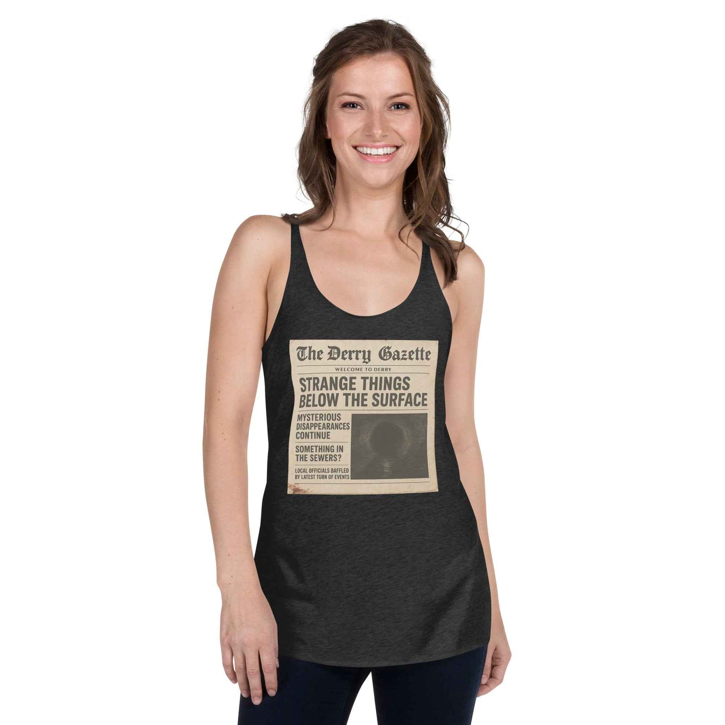 The Derry Gazette “Strange Things Below the Surface” Women's Racerback Tank