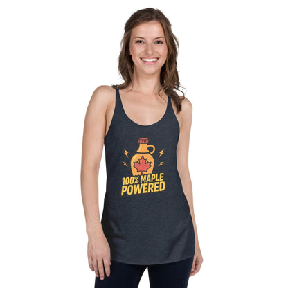 100% Maple Powered Women's Racerback Tank  from Rare Plus Apparel – unique movie & pop culture inspired design.