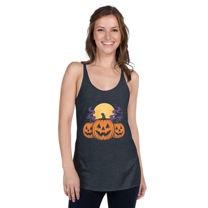 “Midnight Pumpkins” The Jack-O-Lantern Parade Women's Racerback Tank