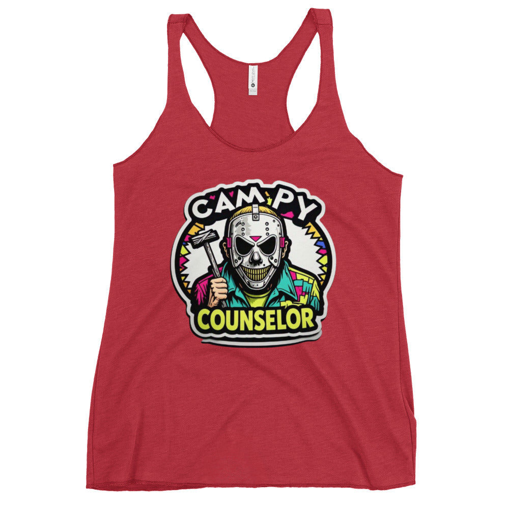 Campy Counselor Women's Racerback Tank  from Rare Plus Apparel – unique movie & pop culture inspired design.