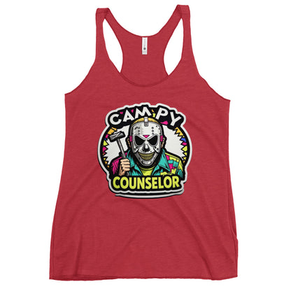 Campy Counselor Women's Racerback Tank  from Rare Plus Apparel – unique movie & pop culture inspired design.