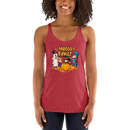 Hello Fall Women's Racerback Tank  from Rare Plus Apparel – unique movie & pop culture inspired design.