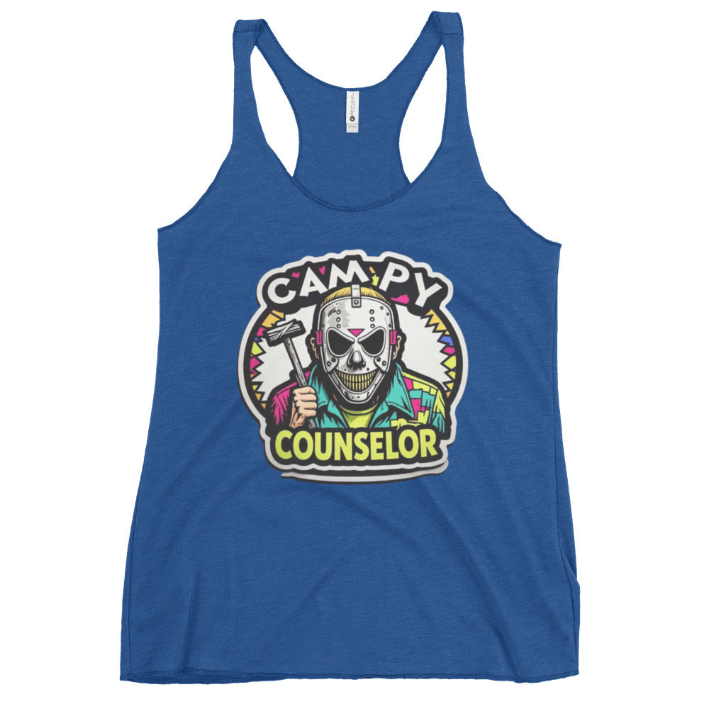 Campy Counselor Women's Racerback Tank  from Rare Plus Apparel – unique movie & pop culture inspired design.