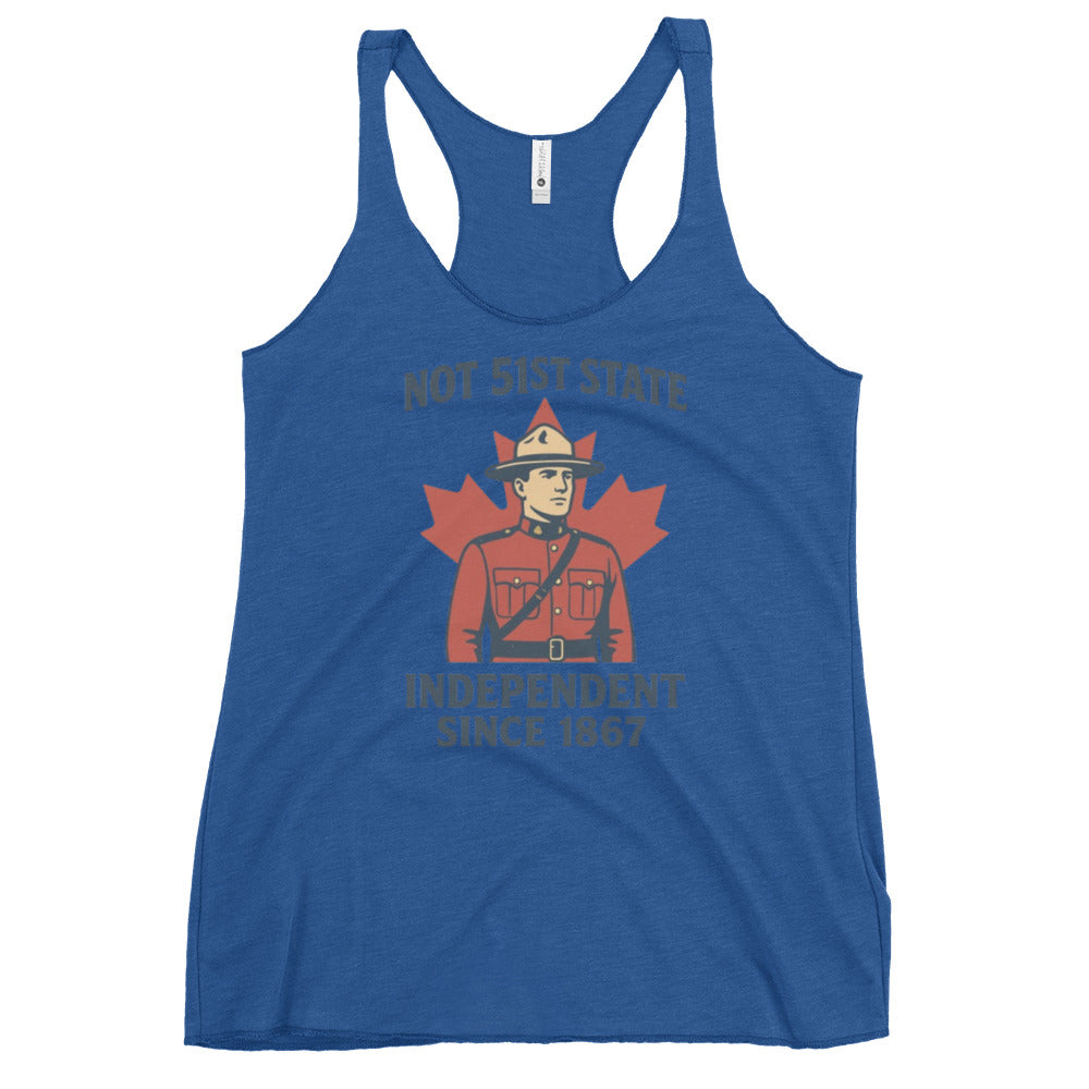 Not 51st State Mountie Women's Racerback Tank  from Rare Plus Apparel – unique movie & pop culture inspired design.