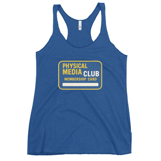 Physical Media Club Women's Racerback Tank  from Rare Plus Apparel – unique movie & pop culture inspired design.