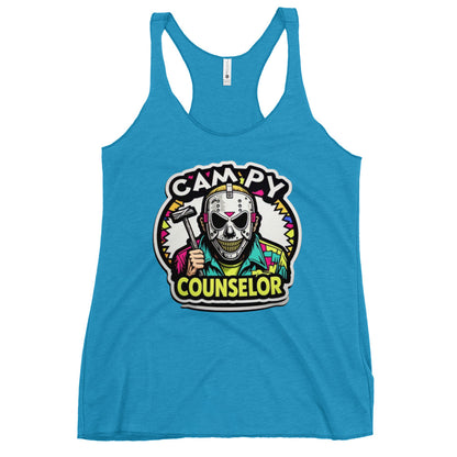 Campy Counselor Women's Racerback Tank  from Rare Plus Apparel – unique movie & pop culture inspired design.