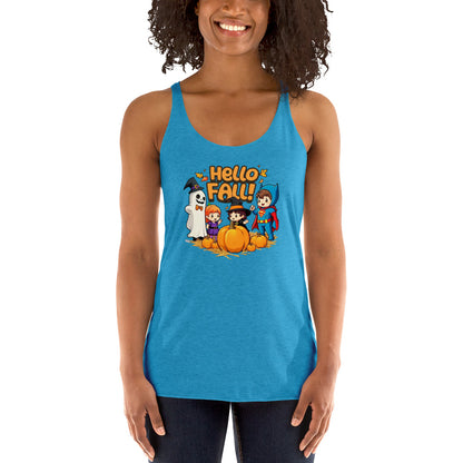 Hello Fall Women's Racerback Tank  from Rare Plus Apparel – unique movie & pop culture inspired design.