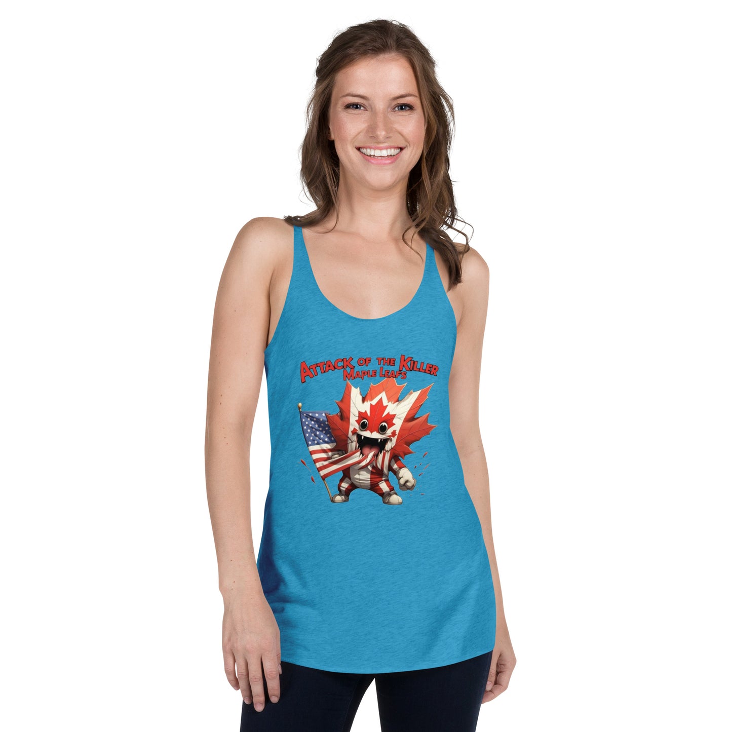 Maple Mayhem Women's Racerback Tank  from Rare Plus Apparel – unique movie & pop culture inspired design.