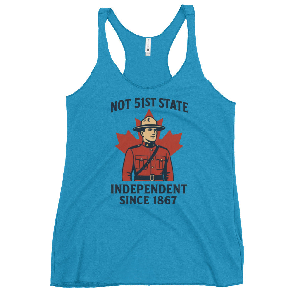 Not 51st State Mountie Women's Racerback Tank  from Rare Plus Apparel – unique movie & pop culture inspired design.
