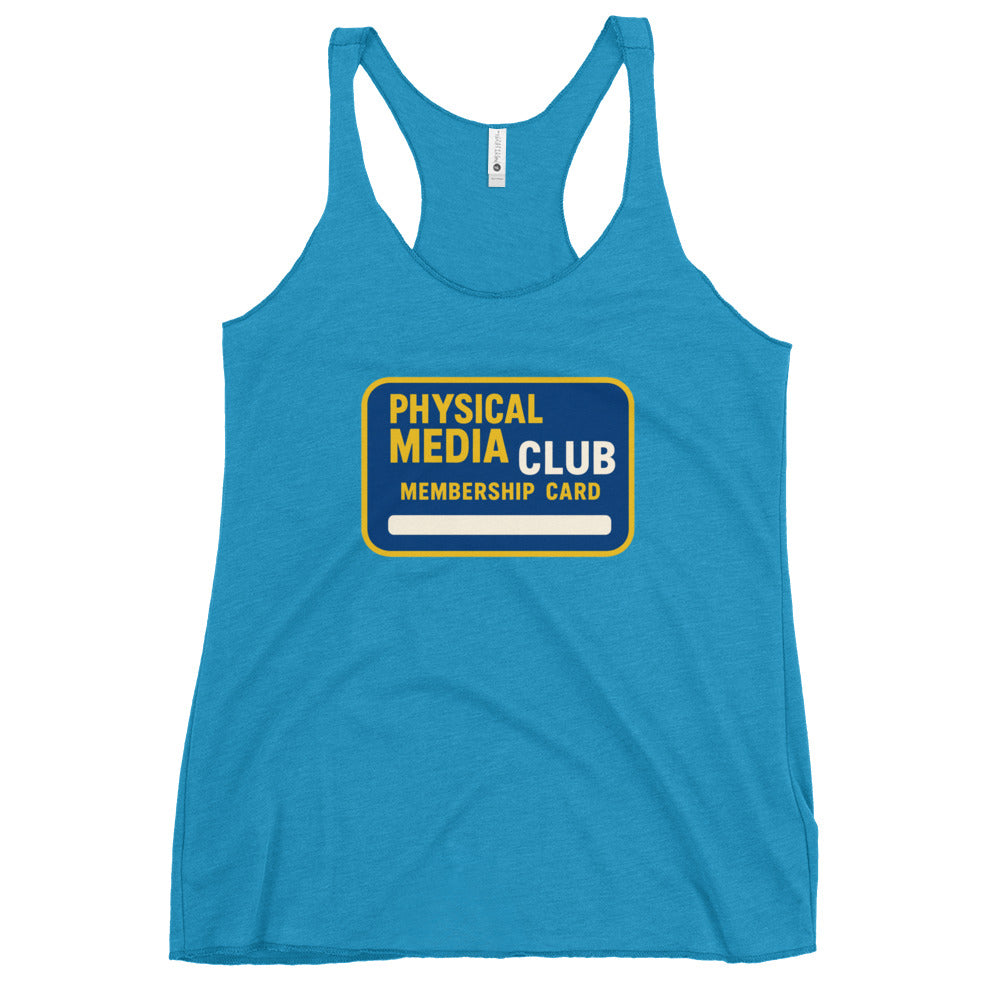 Physical Media Club Women's Racerback Tank  from Rare Plus Apparel – unique movie & pop culture inspired design.