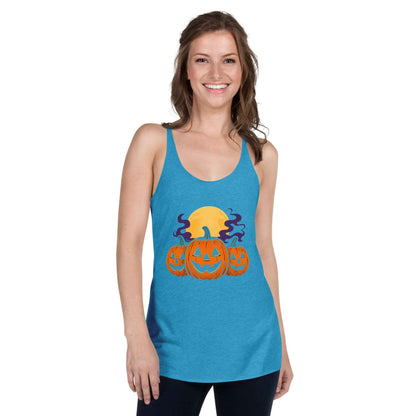 “Midnight Pumpkins” The Jack-O-Lantern Parade Women's Racerback Tank