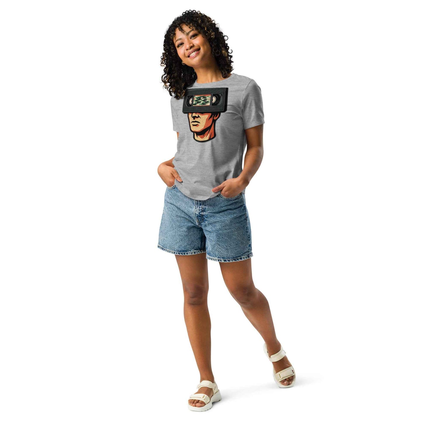 Tape Head Retro VHS Horror Design Women's Relaxed T-Shirt