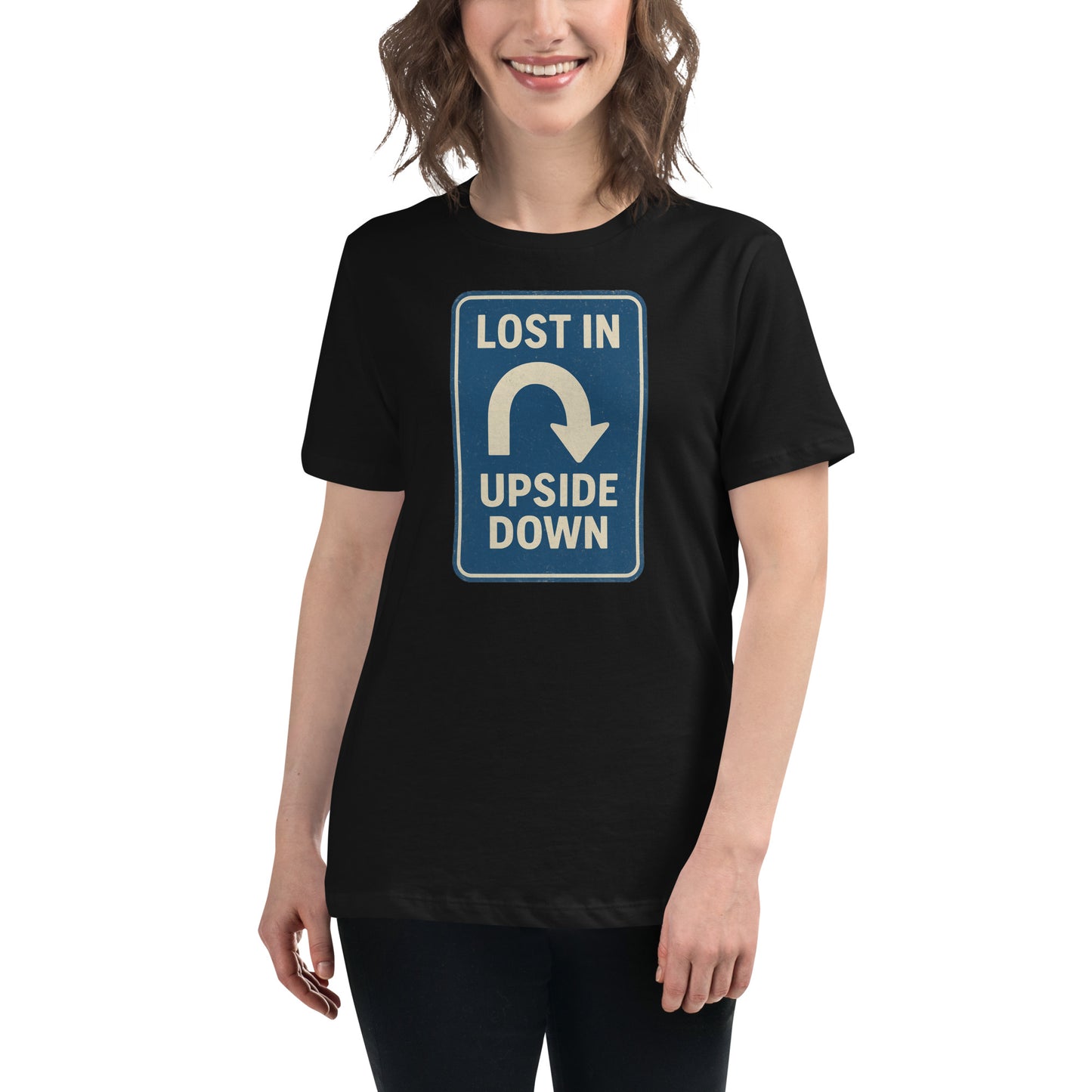 Lost in the Upside Down Women's Relaxed T-Shirt  from Rare Plus Apparel – unique movie & pop culture inspired design.