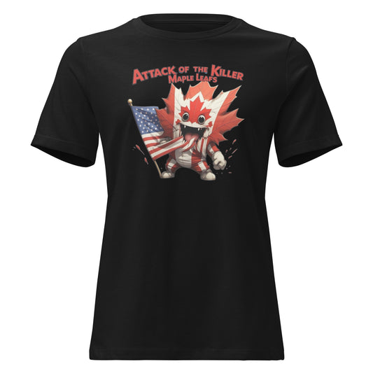 Maple Mayhem Women's Relaxed T-Shirt  from Rare Plus Apparel – unique movie & pop culture inspired design.
