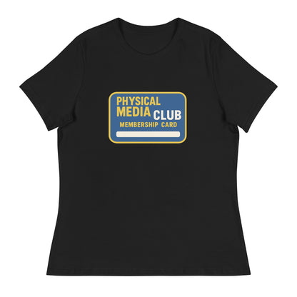 Physical Media Club Women's Relaxed T-Shirt  from Rare Plus Apparel – unique movie & pop culture inspired design.
