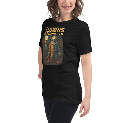 Clowns in a Cornfield Women's Relaxed T-Shirt  from Rare Plus Apparel – unique movie & pop culture inspired design.