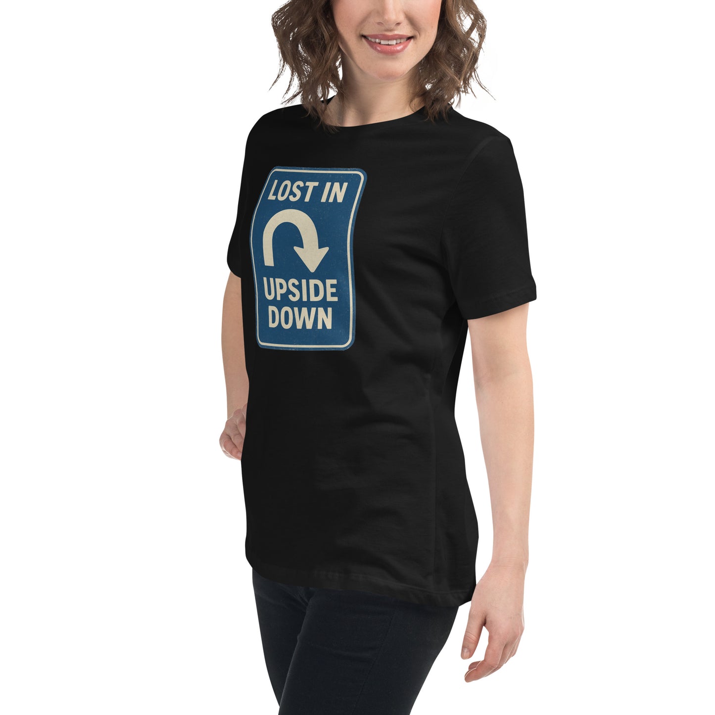 Lost in the Upside Down Women's Relaxed T-Shirt  from Rare Plus Apparel – unique movie & pop culture inspired design.