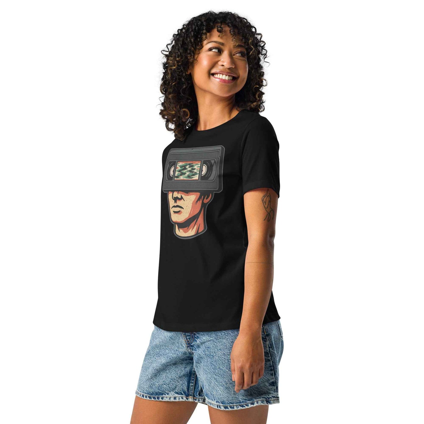 Tape Head Retro VHS Horror Design Women's Relaxed T-Shirt