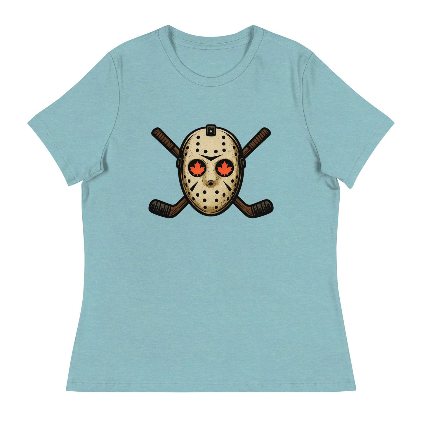Hockey Mask Haunt Women's Relaxed T-Shirt  from Rare Plus Apparel – unique movie & pop culture inspired design.