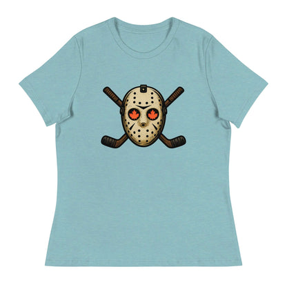 Hockey Mask Haunt Women's Relaxed T-Shirt  from Rare Plus Apparel – unique movie & pop culture inspired design.