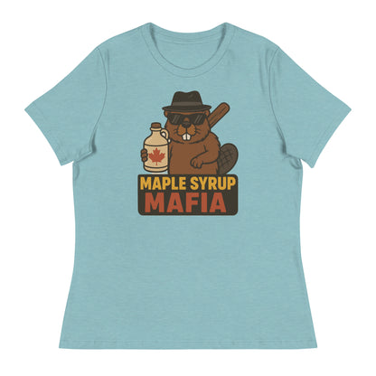 Maple Syrup Mafia Women's Relaxed T-Shirt  from Rare Plus Apparel – unique movie & pop culture inspired design.