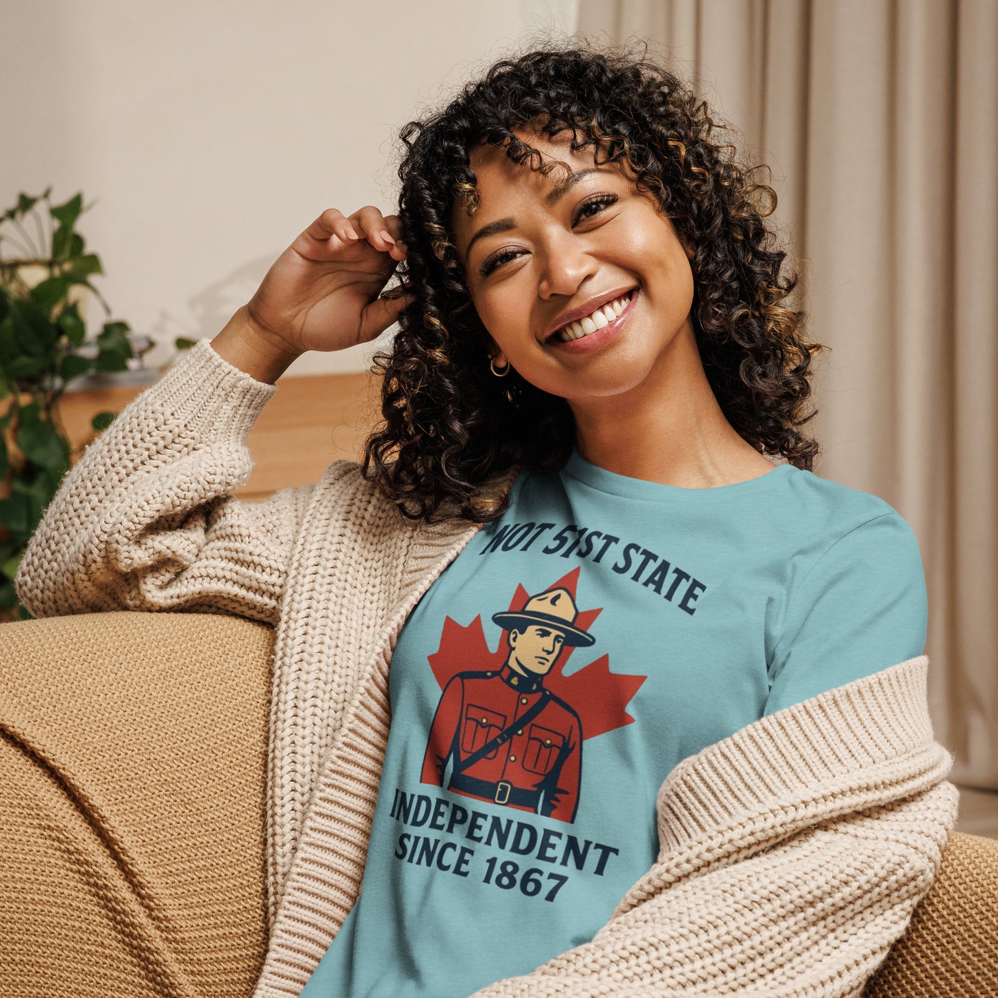 Not 51st State Mountie Women's Relaxed T-Shirt  from Rare Plus Apparel – unique movie & pop culture inspired design.
