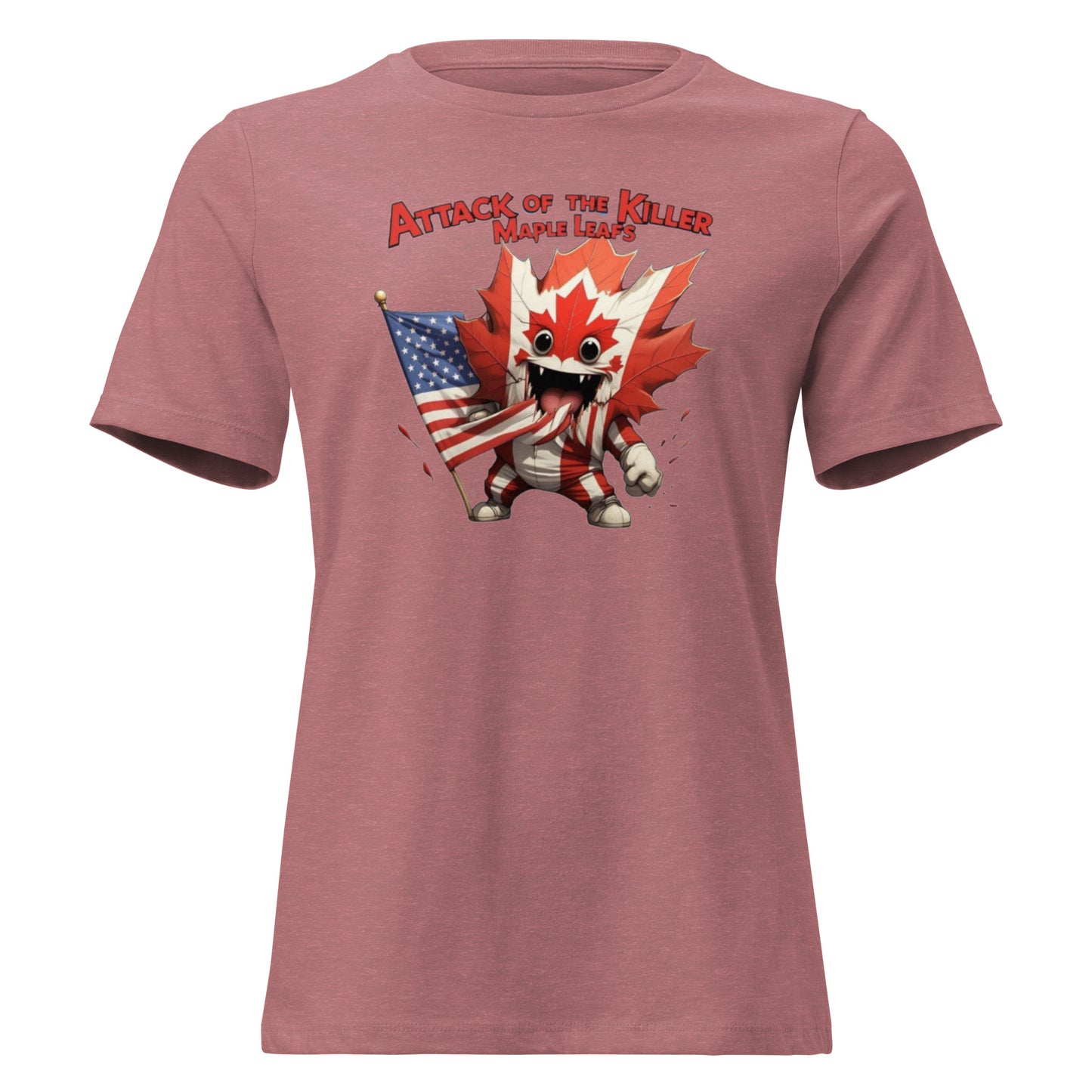 Maple Mayhem Women's Relaxed T-Shirt  from Rare Plus Apparel – unique movie & pop culture inspired design.