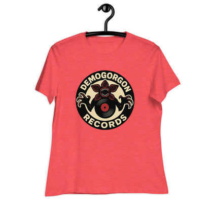 Demogorgon Records Women's Relaxed T-Shirt  from Rare Plus Apparel – unique movie & pop culture inspired design.