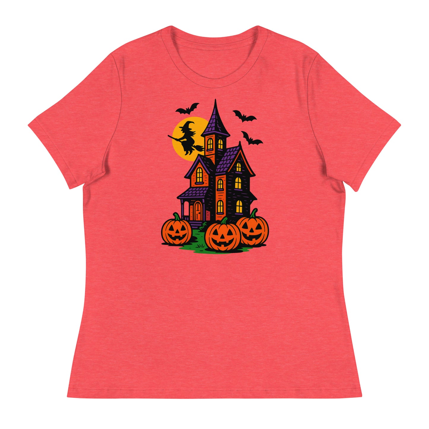 Haunted Halloween House Women's Relaxed T-Shirt  from Rare Plus Apparel – unique movie & pop culture inspired design.