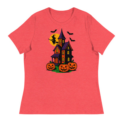 Haunted Halloween House Women's Relaxed T-Shirt  from Rare Plus Apparel – unique movie & pop culture inspired design.
