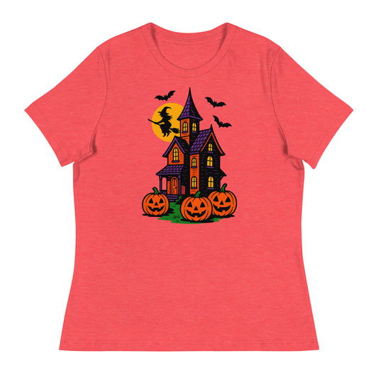 Haunted Halloween House Women's Relaxed T-Shirt  from Rare Plus Apparel – unique movie & pop culture inspired design.