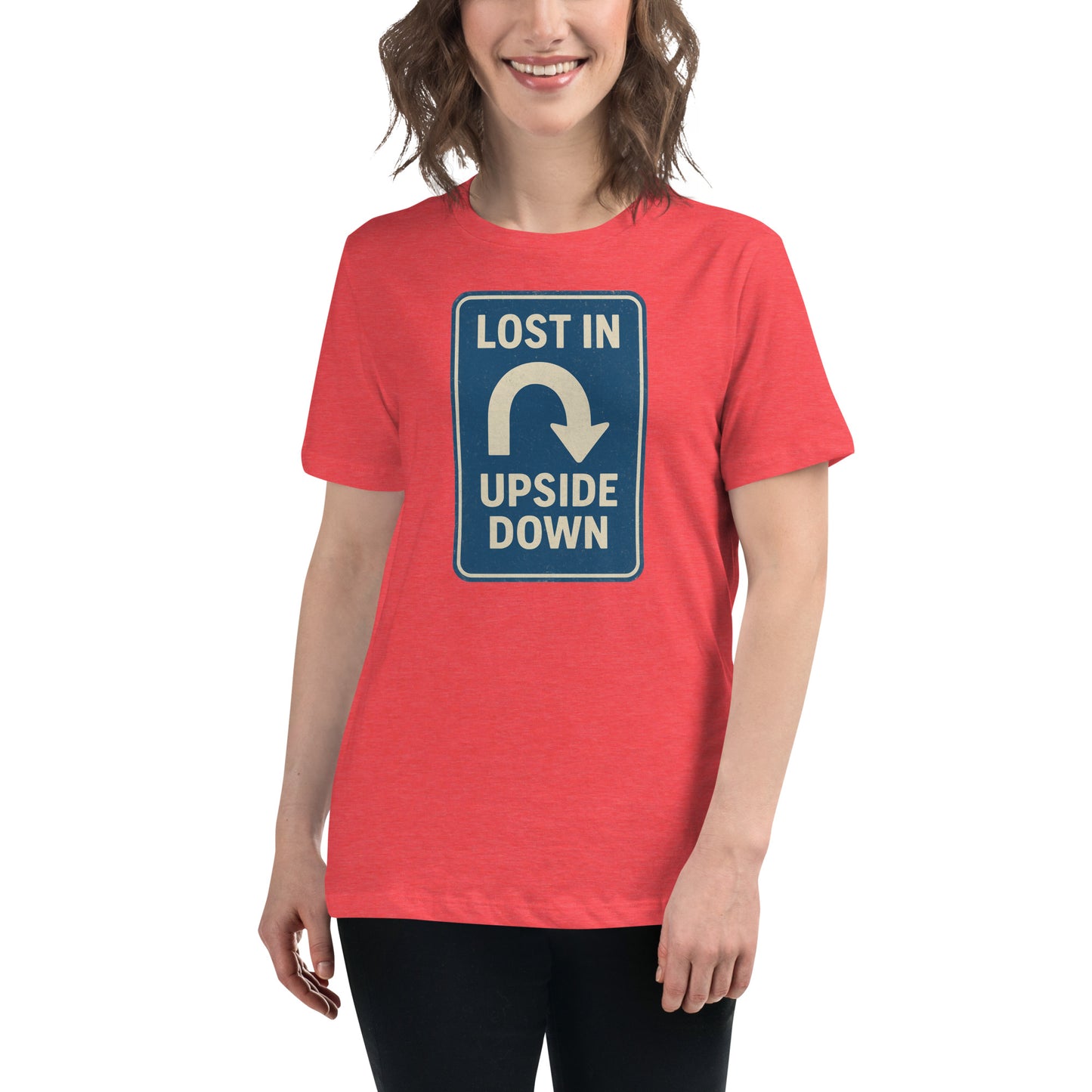 Lost in the Upside Down Women's Relaxed T-Shirt  from Rare Plus Apparel – unique movie & pop culture inspired design.