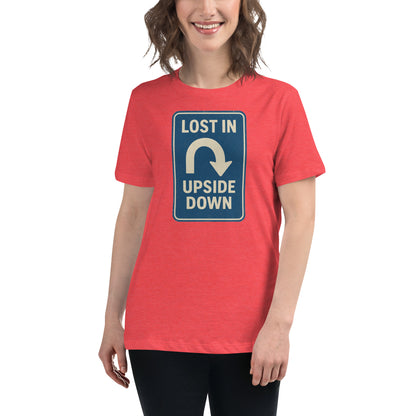 Lost in the Upside Down Women's Relaxed T-Shirt  from Rare Plus Apparel – unique movie & pop culture inspired design.