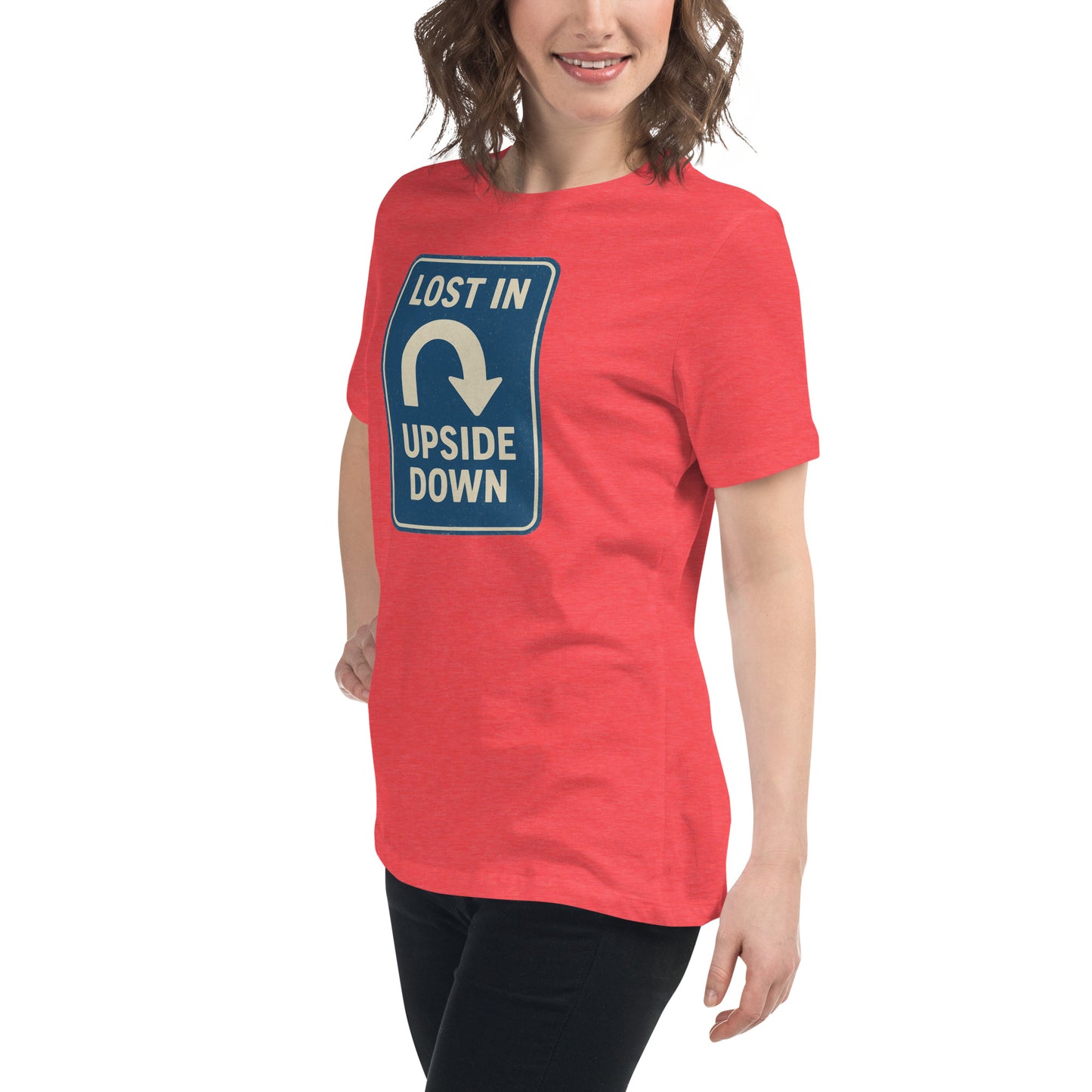 Lost in the Upside Down Women's Relaxed T-Shirt  from Rare Plus Apparel – unique movie & pop culture inspired design.