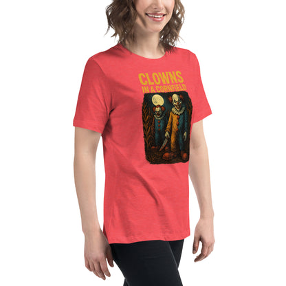 Clowns in a Cornfield Women's Relaxed T-Shirt  from Rare Plus Apparel – unique movie & pop culture inspired design.