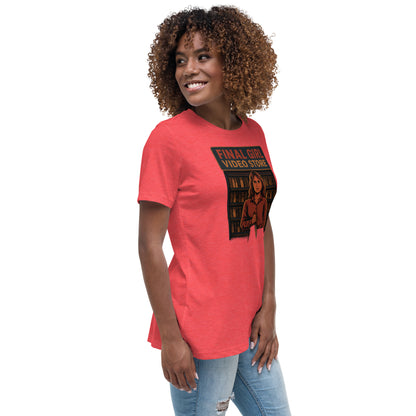 Final Girl Video Store Women's Relaxed T-Shirt  from Rare Plus Apparel – unique movie & pop culture inspired design.
